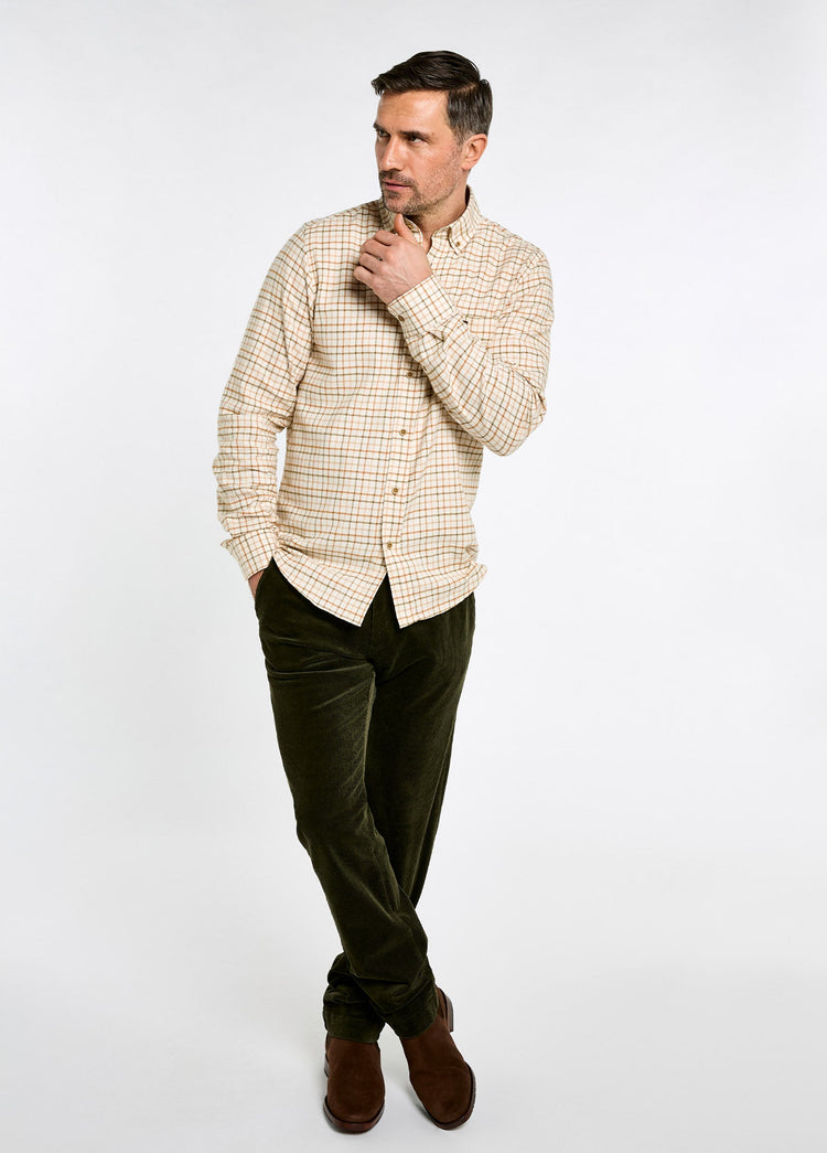 Corrib Men’s Tattersall Check Shirt - Ochre