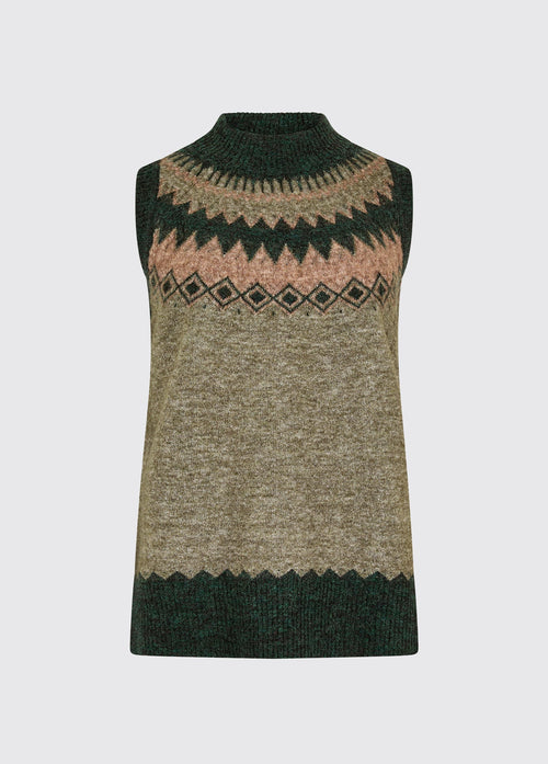 Doyle Women's Fair Isle pattern vest - Olive