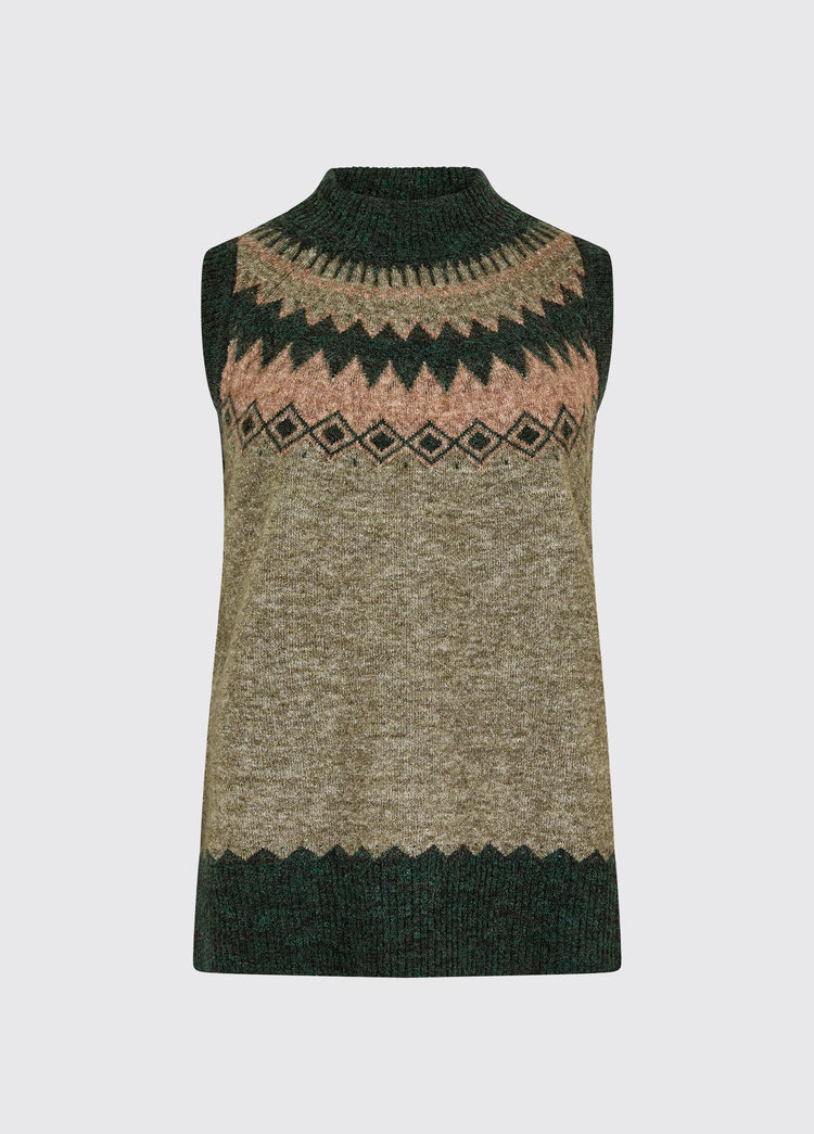 Doyle Women's Fair Isle pattern vest - Olive
