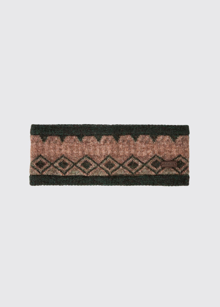 Drumroe Knitted Fair Isle Pattern Headband - Olive Multi