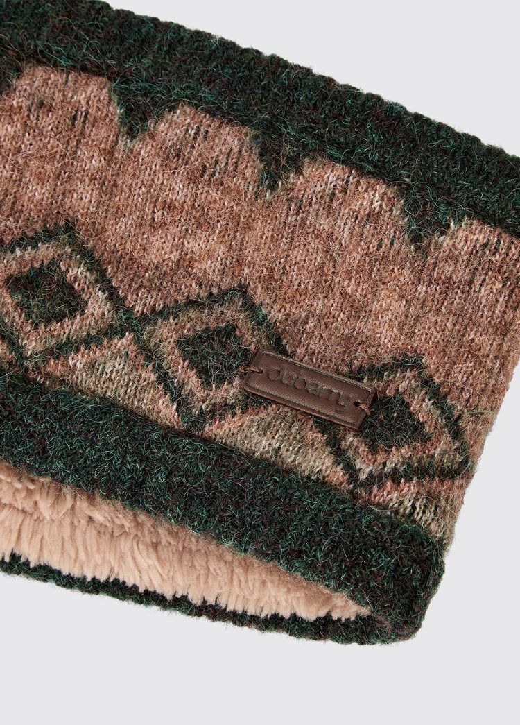 Drumroe Knitted Fair Isle Pattern Headband - Olive Multi