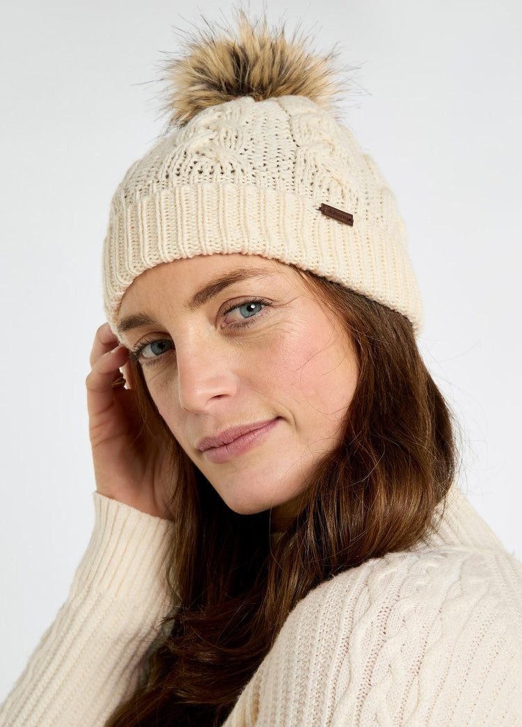 Edenmore Irish Knitted Hat and Scarf Set - Cream