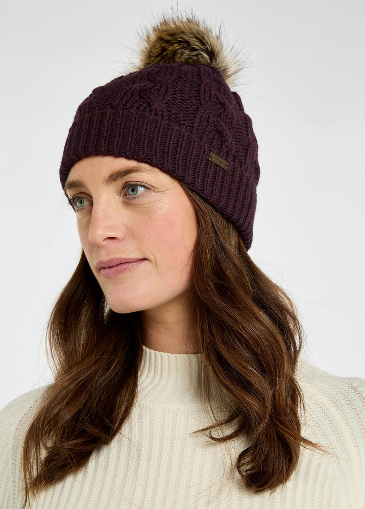 Edenmore Irish Knitted Hat and Scarf Set - Damson