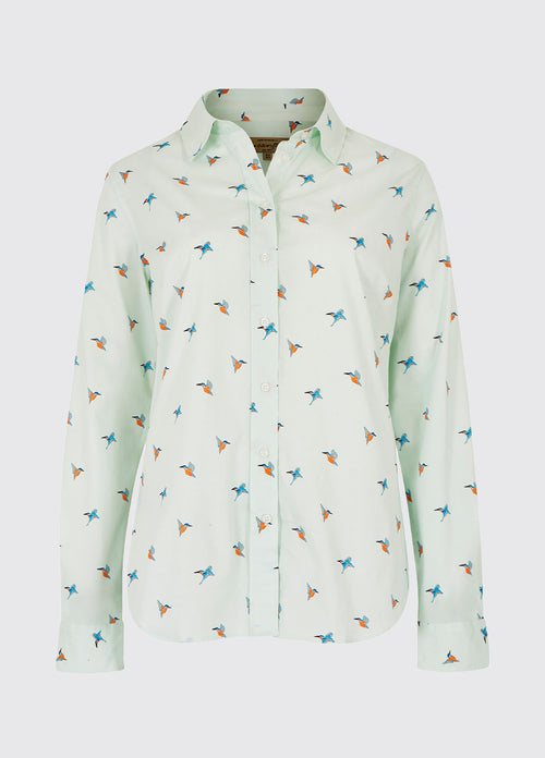 Firefly Ladies' Long Sleeve Kingfisher Print Shirt - Pale Blue - Sample