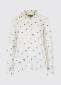 Firefly Ladies' Long Sleeve Kingfisher Print Shirt - White - Sample