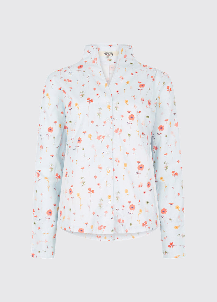 Fuchsia Ladies' printed long-sleeve shirt - pale blue