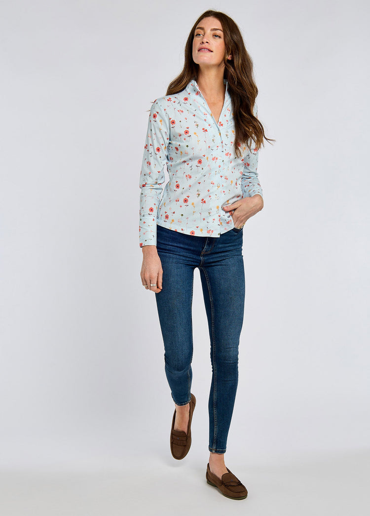 Fuchsia Ladies' printed long-sleeve shirt - pale blue