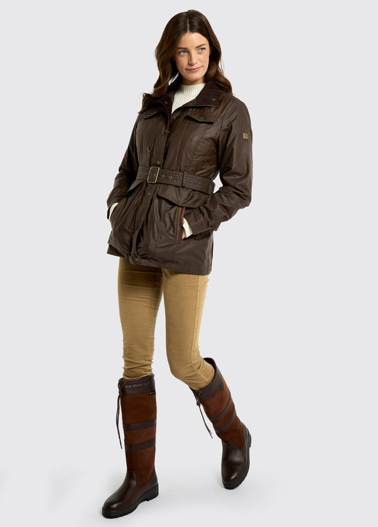 Gandon Women's Belted Waxed Cotton Coat  - Café