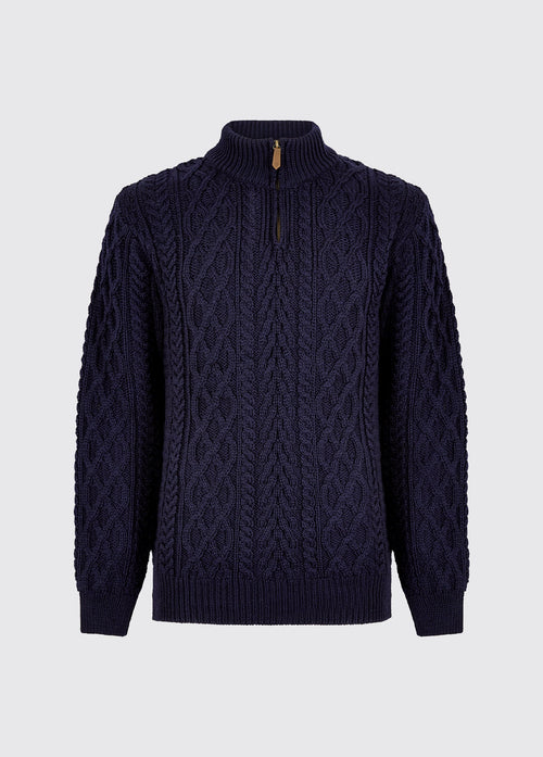 Henihan Men’s Irish Knit ¼ Zip Sweater - Navy