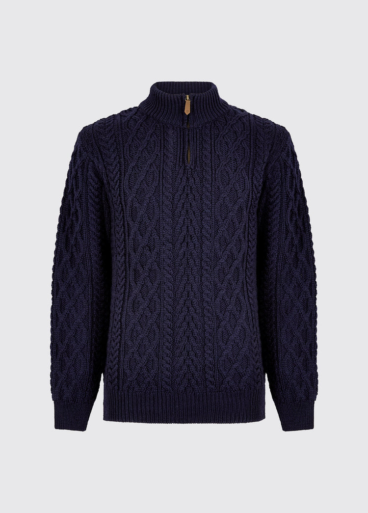 Henihan Men’s Irish Knit ¼ Zip Sweater - Navy