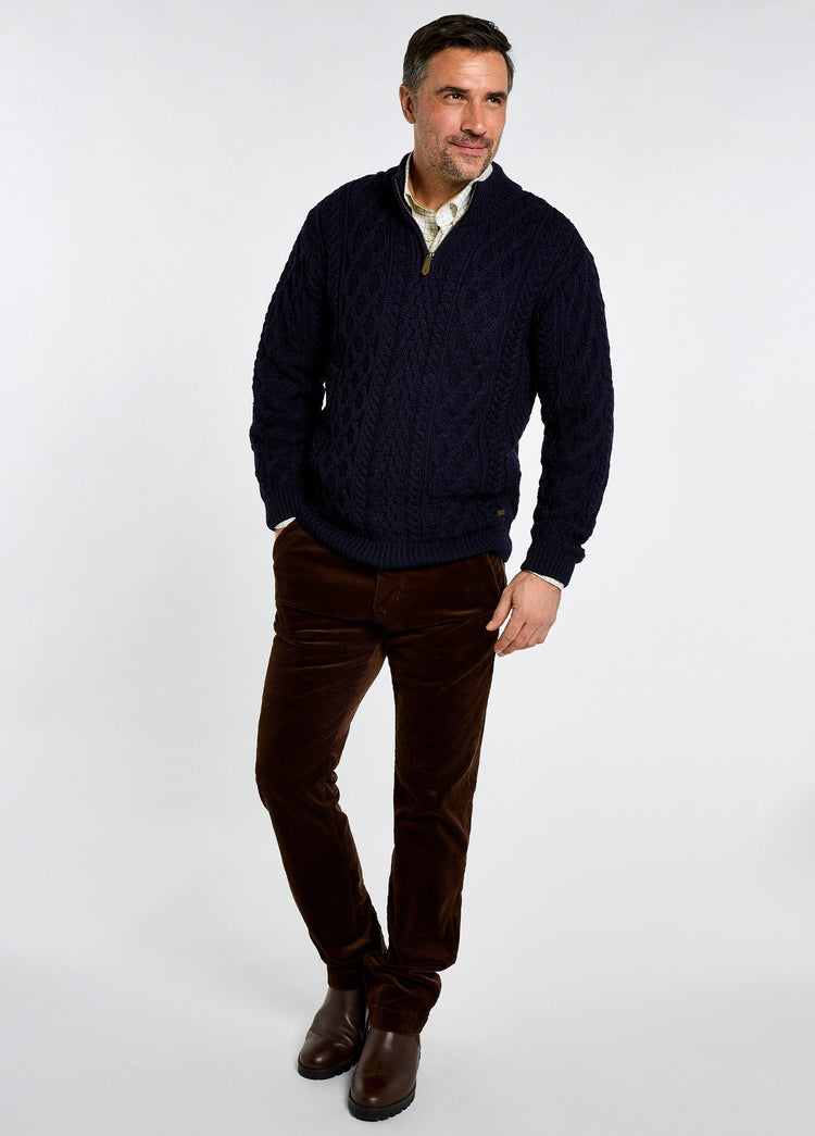 Henihan Men’s Irish Knit ¼ Zip Sweater - Navy