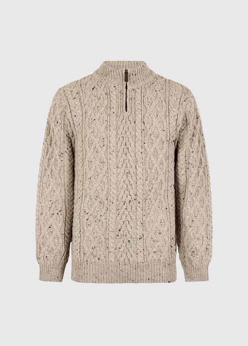 Henihan Men’s Irish Knit ¼ Zip Sweater - Oatmeal