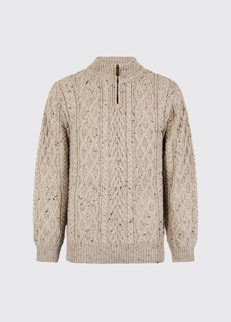 Henihan Men’s Irish Knit ¼ Zip Sweater - Oatmeal