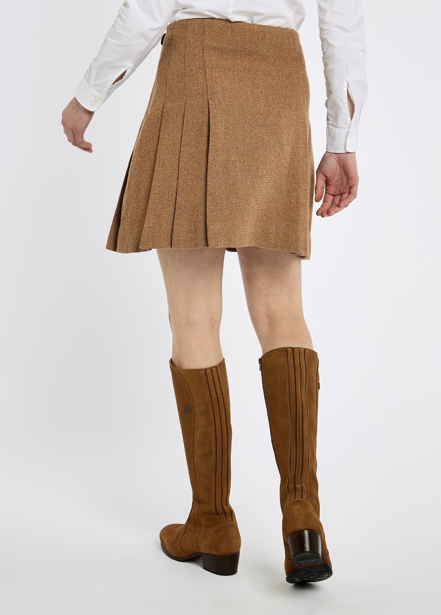 Hornbeam Ladies' pleated tweed skirt - Camel Twill