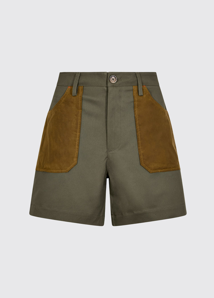 Hyland shorts with wax cotton combo - Kelp