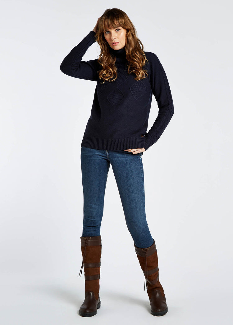 Belleek Chunky Roll Neck Sweater - Navy