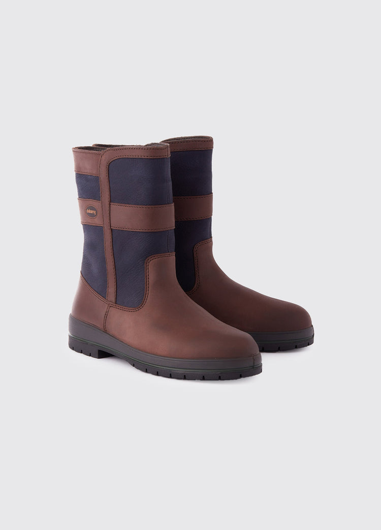 Roscommon Ladies Short Rain Boot - Navy/Brown