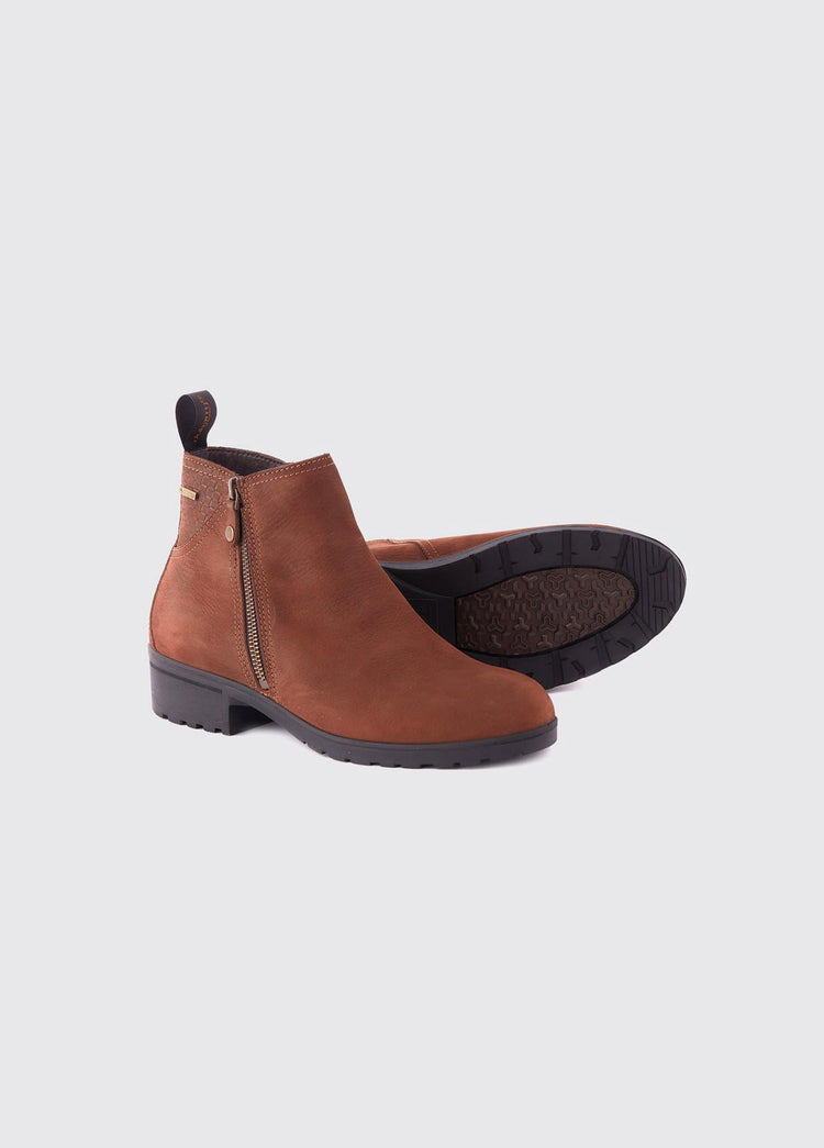 Carlow Side Zip Ankle Boot - Walnut