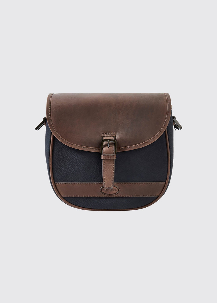 Clara Leather Saddle Bag - Navy/Brown