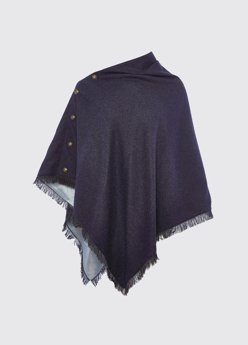 Hazelwood Tweed Poncho - Navy