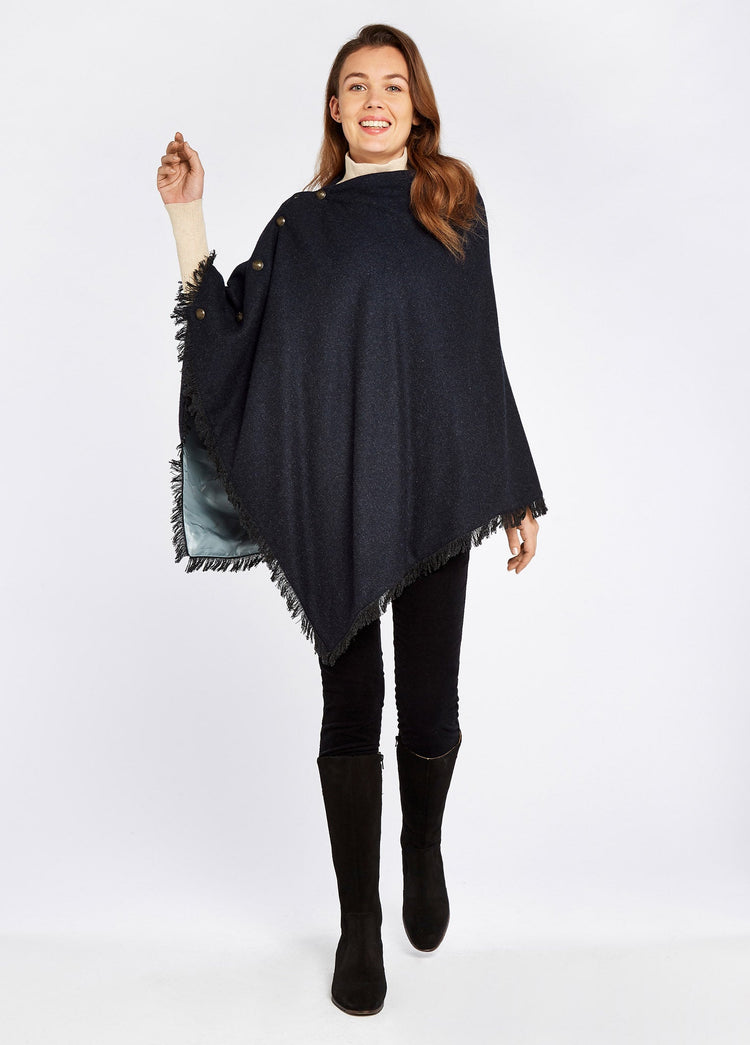 Hazelwood Tweed Poncho - Navy