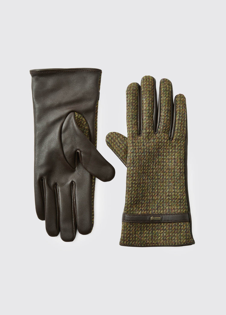 Ballycastle Ladies Tweed Leather Gloves - Heath