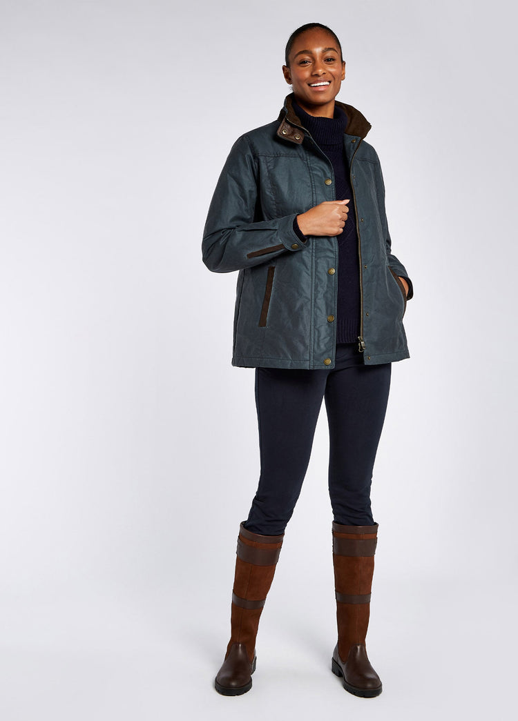 Mountrath Ladies Waxed Cotton Jacket - Dark Pebble