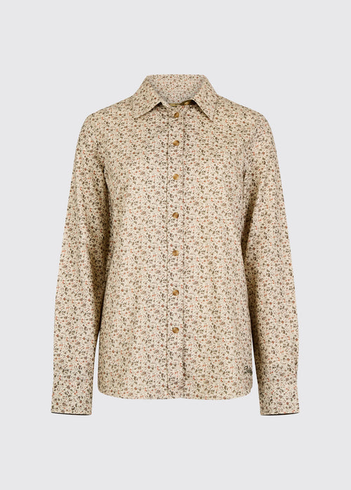 Lavender Women’s Fall Floral Print Shirt - Cream