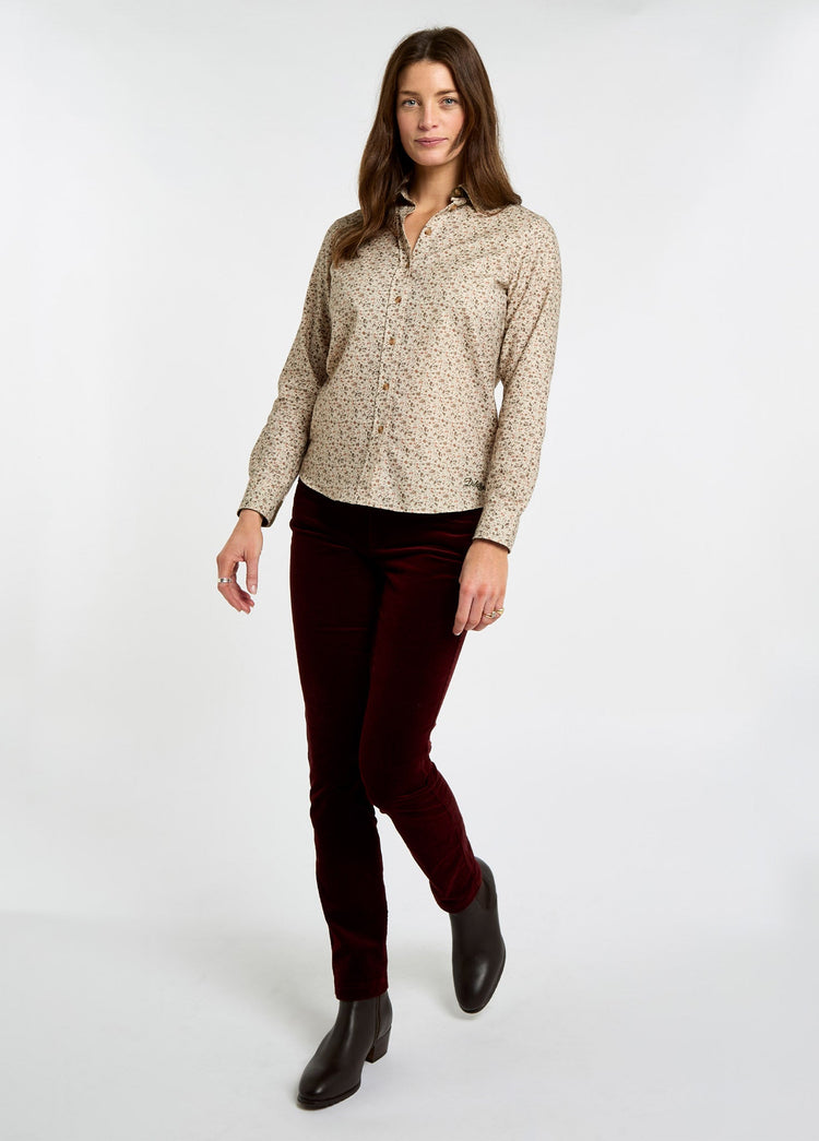 Lavender Women’s Fall Floral Print Shirt - Cream