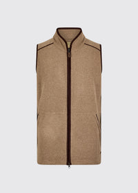 Mens elk textured fleece vest with full zip front stand collar and angled hand pockets for breathable outdoor layering