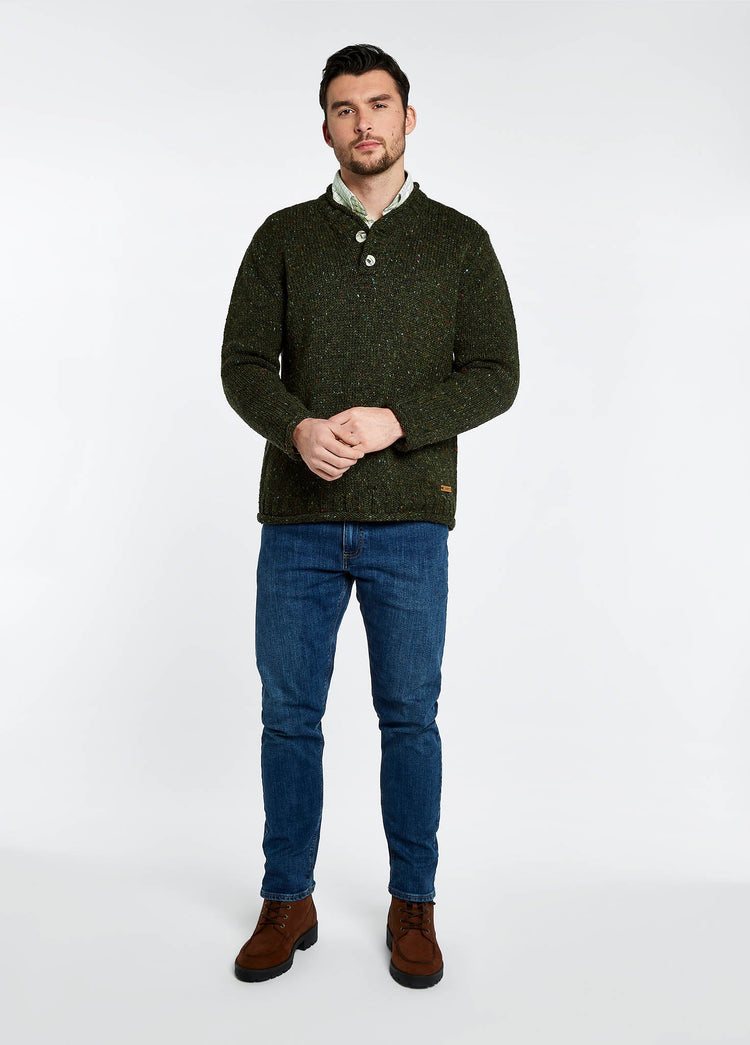 Taylor Men's Irish Knit Donegal Sweater - Olive