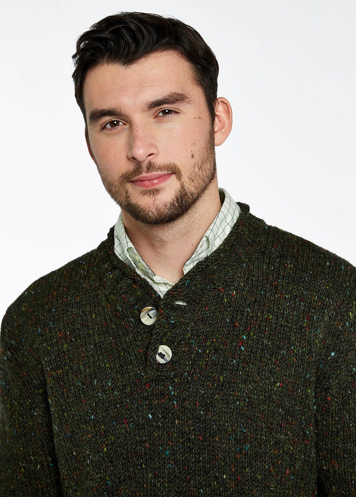 Irish Hairstyles Men Taylor Men's Irish Knit Donegal Sweater - Olive