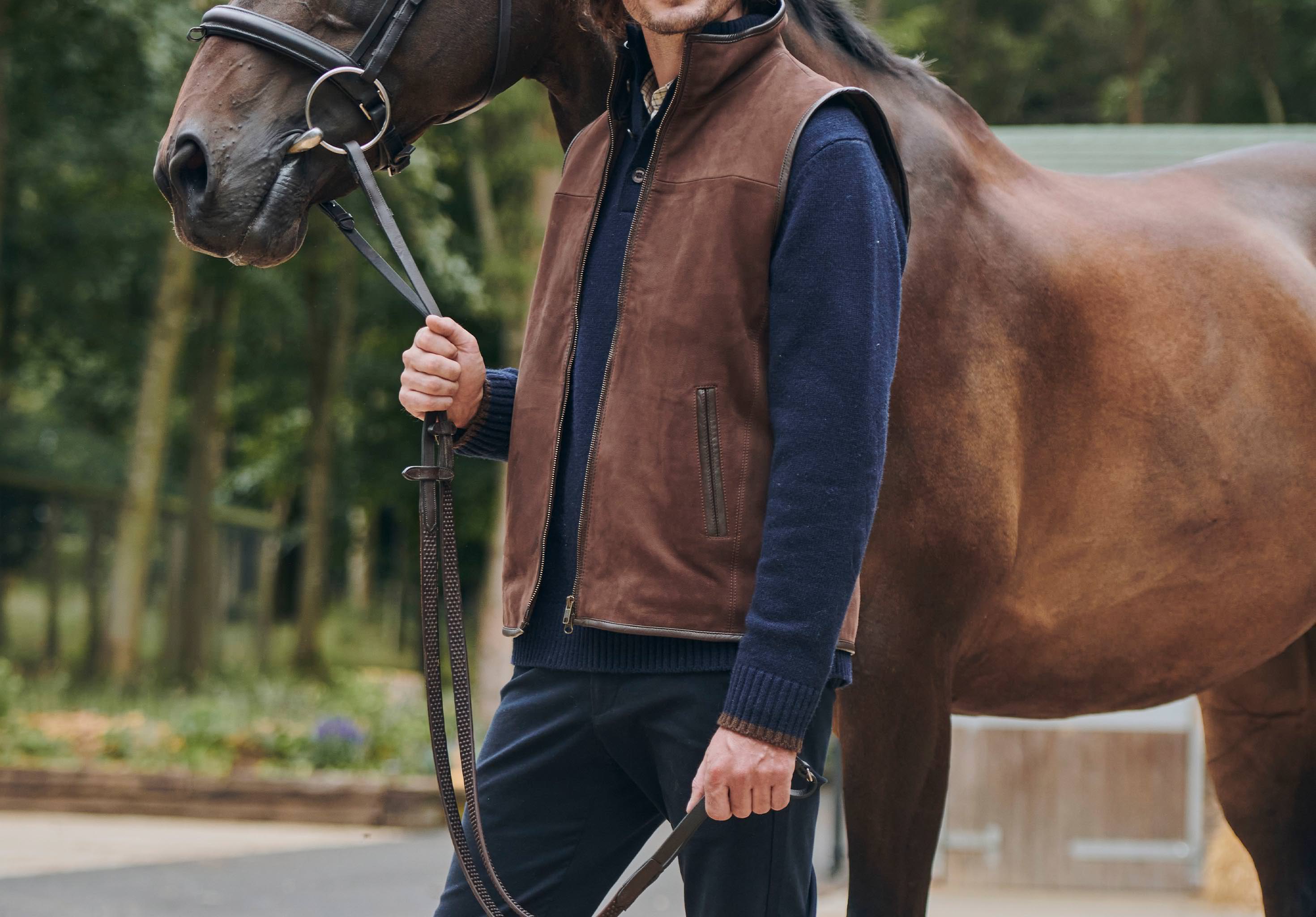 Dunhill Men's Leather Vest - Walnut