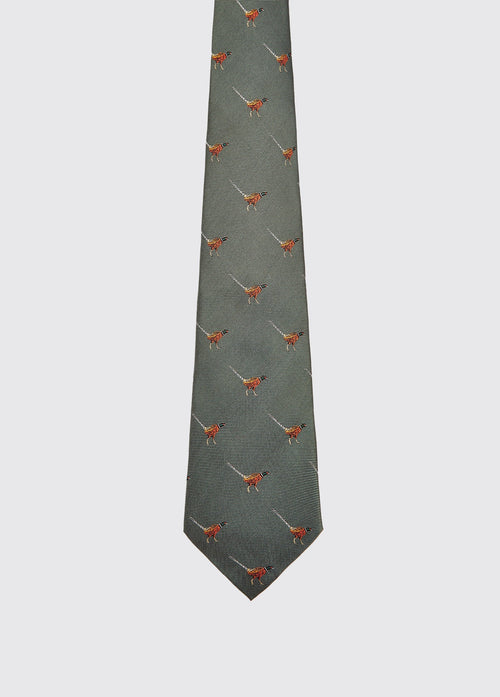 Madden Pheasant Silk Tie - Olive