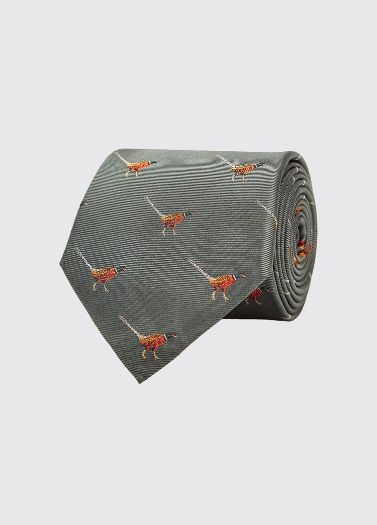 Madden Pheasant Silk Tie - Olive