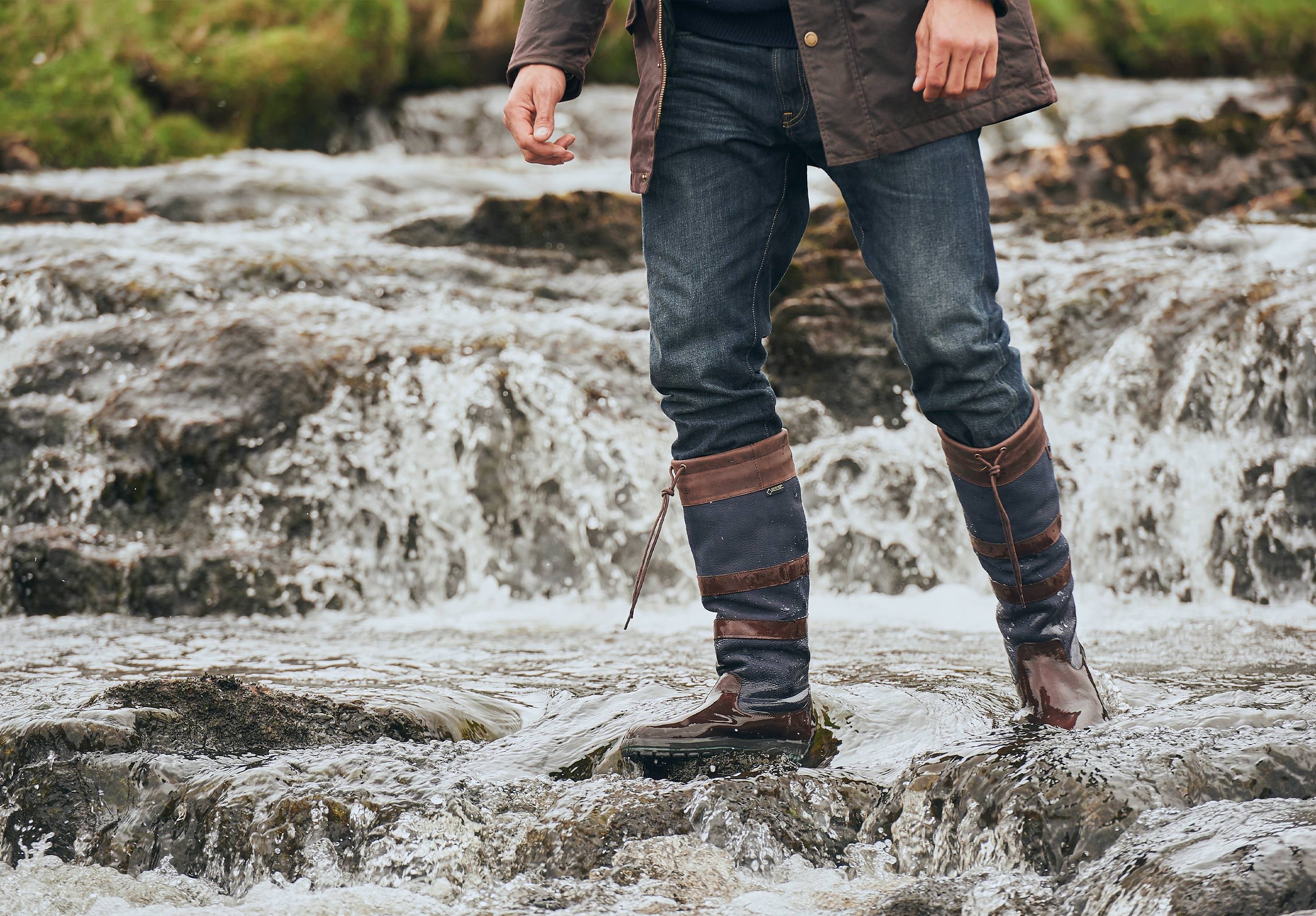 Galway Mens SlimFit Country Boot Navy Brown