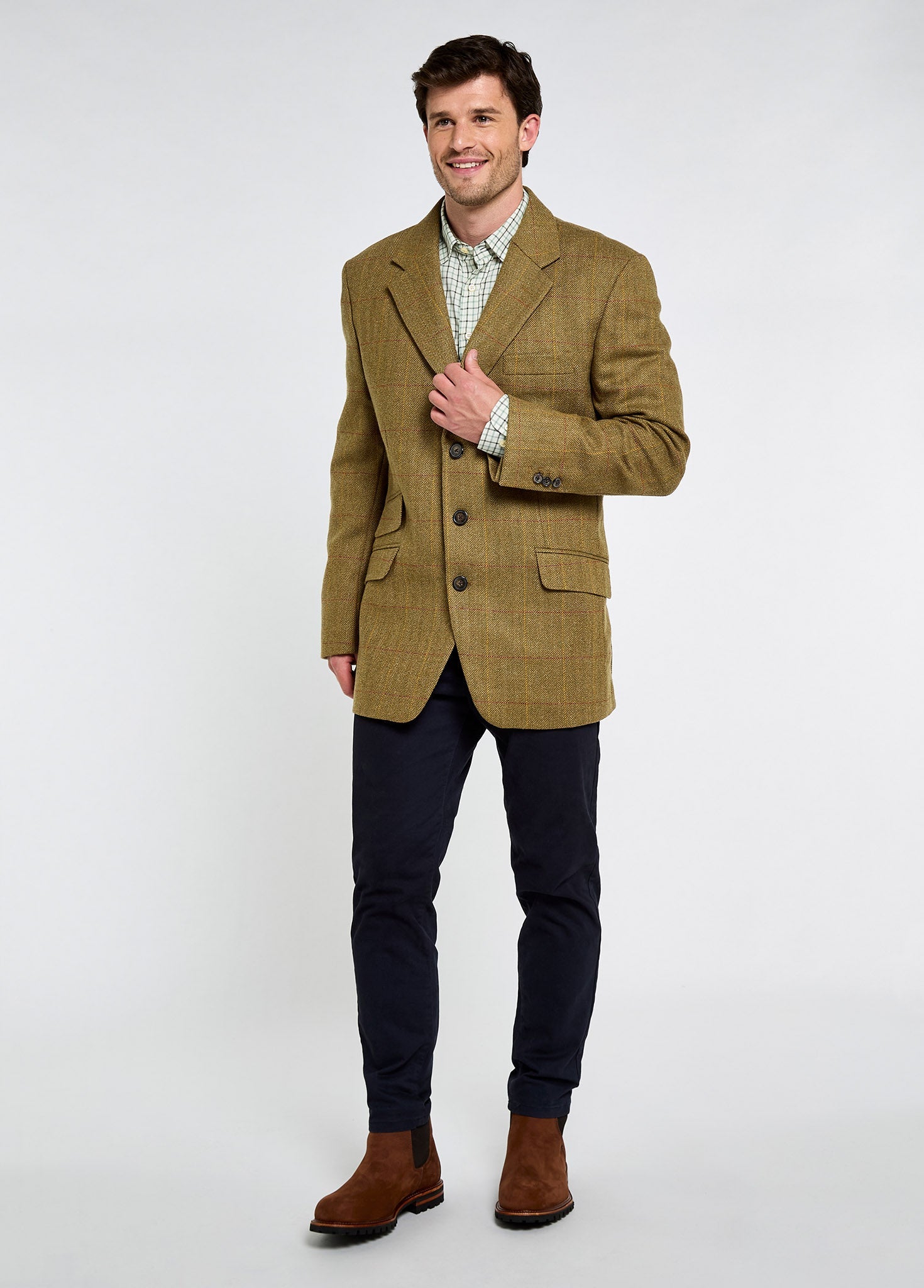 Ashmeadow Men's Three Button Tweed Jacket - Elm