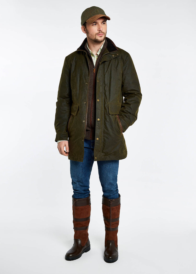 Chalkhill Men's Long Waxed Jacket - Olive