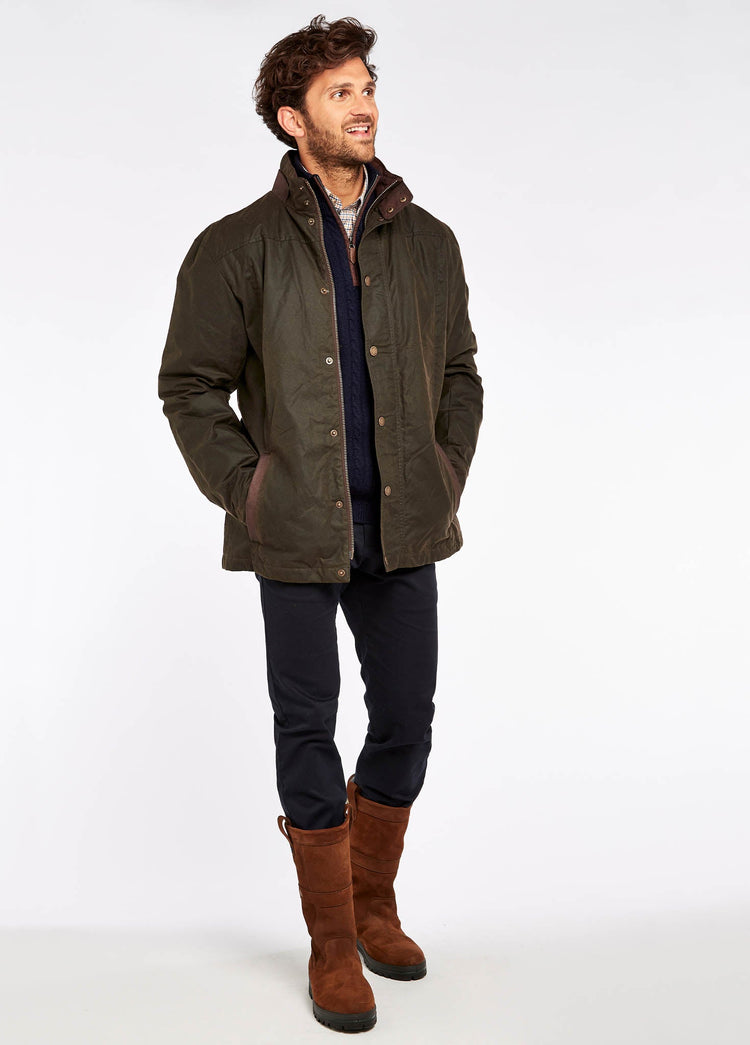 Carrickfergus Men's Waxed Cotton Jacket - Olive