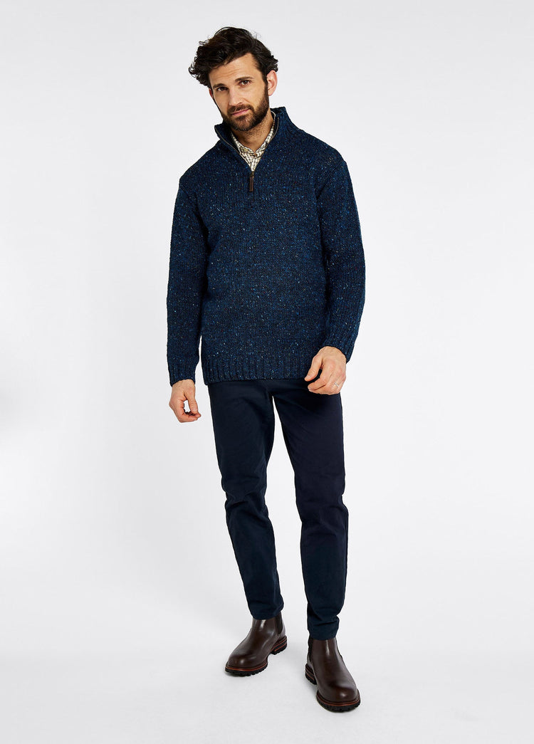 Callaghan Men’s Irish Knit Donegal Sweater - Navy