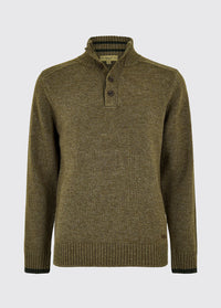 Parkplace Men's Button Neck Knitted Sweater - Dusky Green - Sample