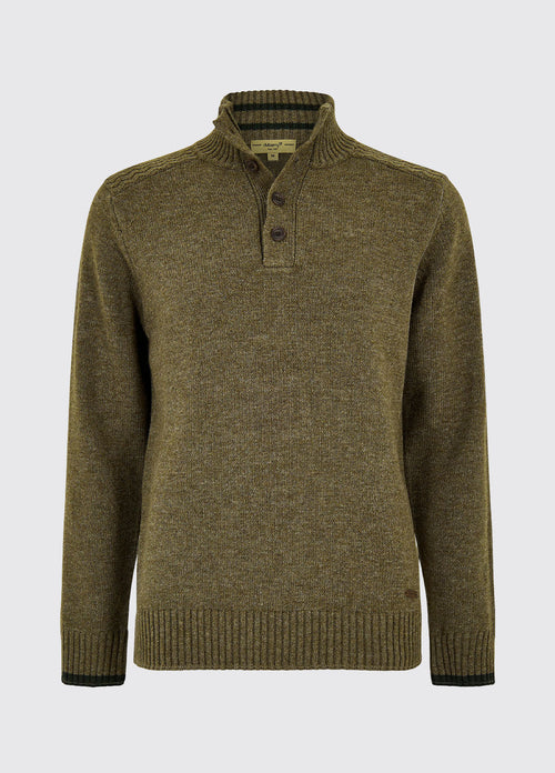 Parkplace Men's Button Neck Knitted Sweater - Dusky Green - Sample