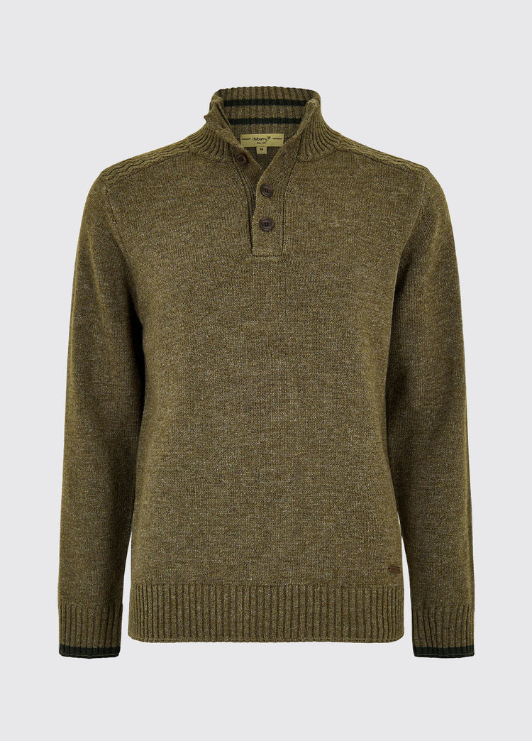 Parkplace Men's Button Neck Knitted Sweater - Dusky Green - Sample