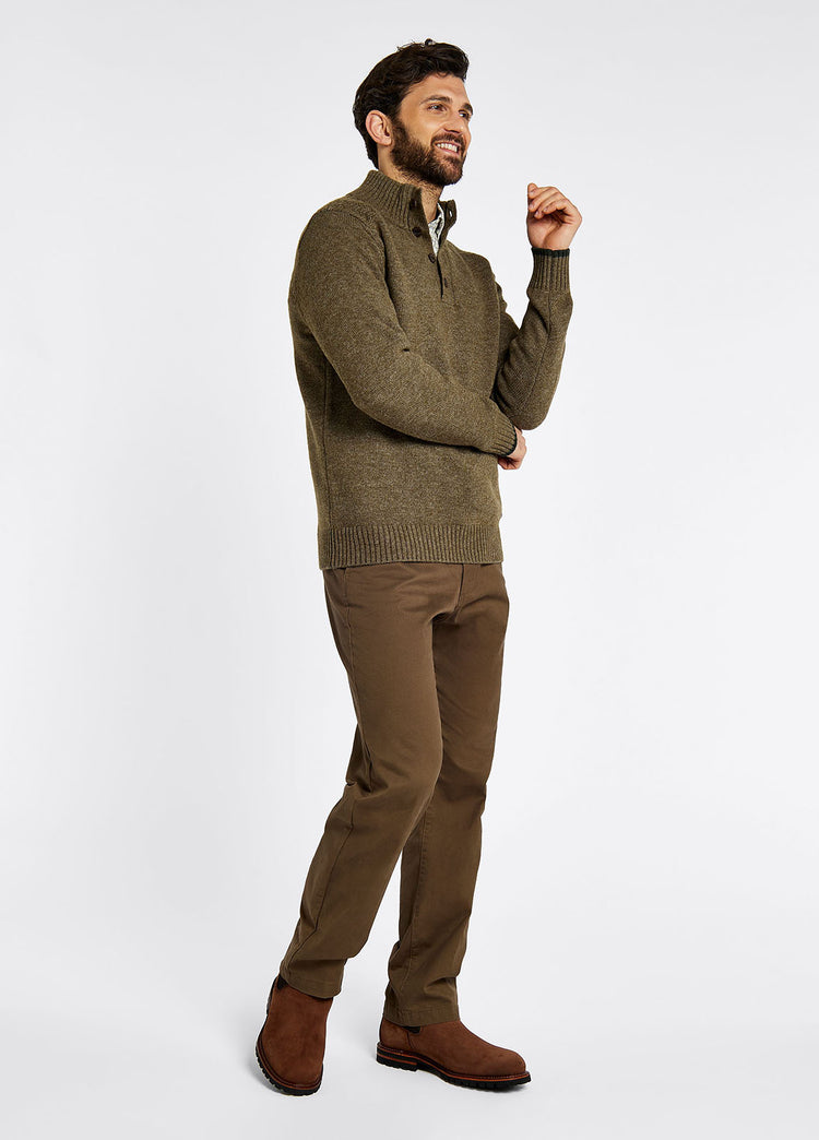 Parkplace Men's Button Neck Knitted Sweater - Dusky Green - Sample