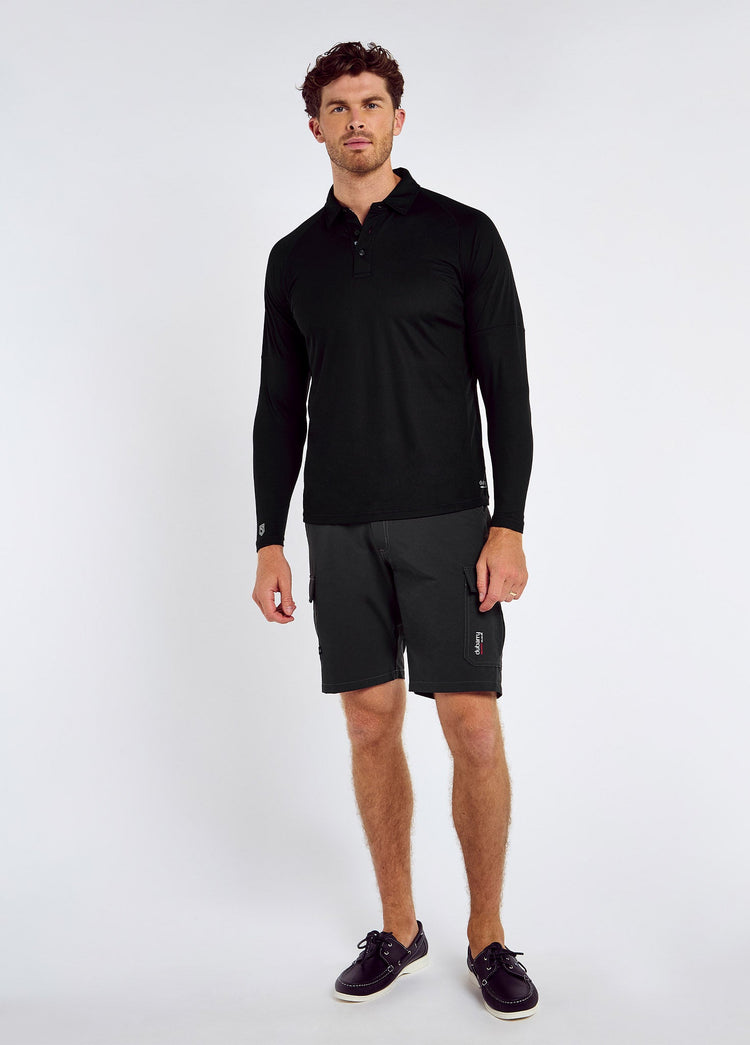 Piraeus Men's Long Sleeve Technical Polo - Black