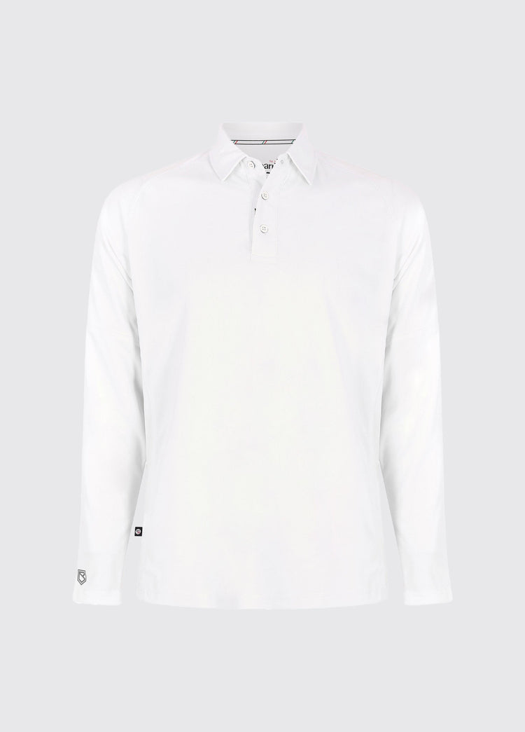 Piraeus Men's Long Sleeve Technical Polo - White