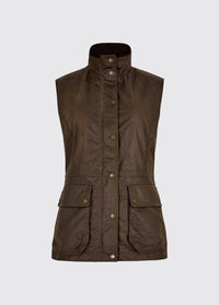 Rathsallagh Women's waxed cotton Vest - Café