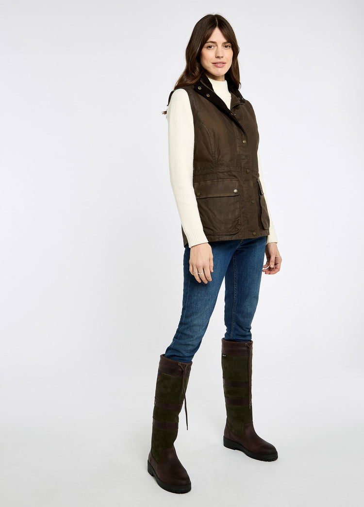 Rathsallagh Women's waxed cotton Vest - Café