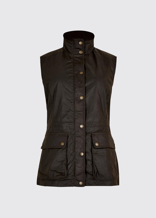 Rathsallagh Women's waxed cotton Vest - Verdigris