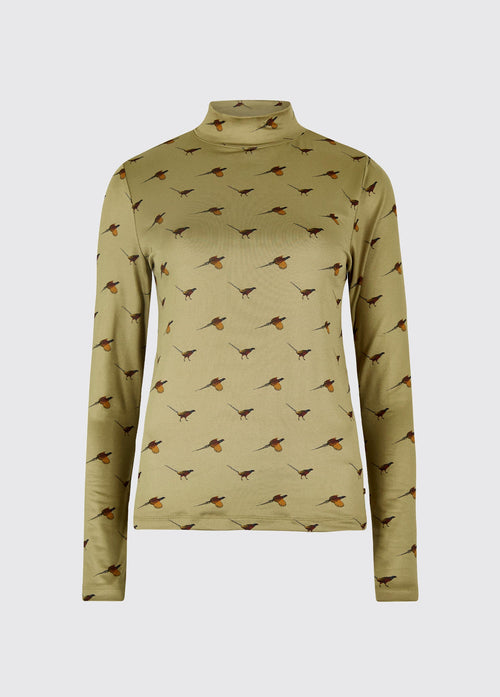 Reynolds Women's soft, printed mock neck top - Dusky Green